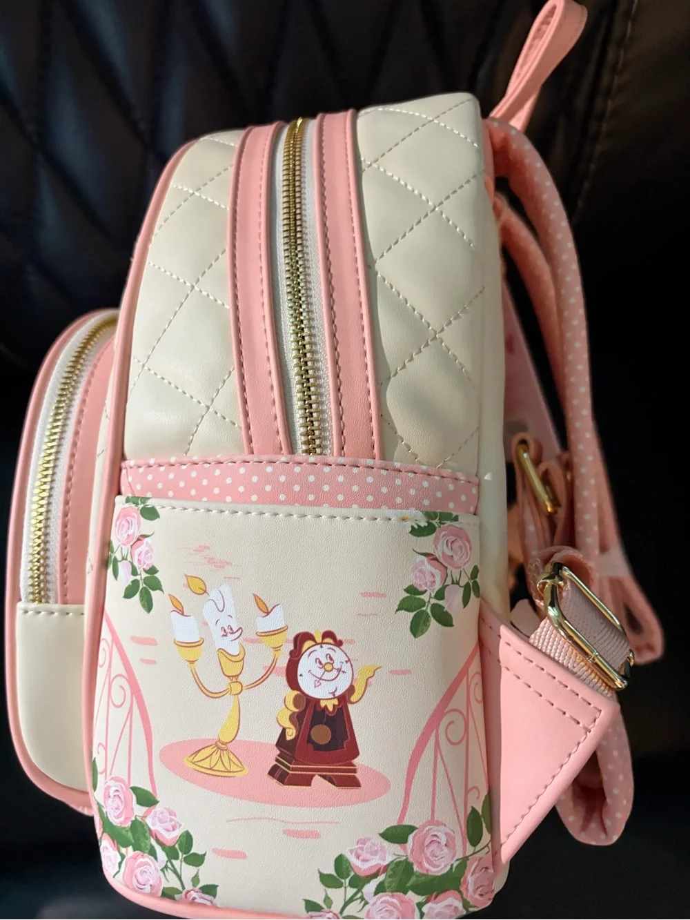 Loungefly Belle Floral Mini Backpack - Cream, Pink & Yellow